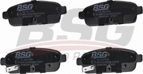 BSG BSG 16-202-016 - Тормозные колодки, дисковые, комплект autosila-amz.com