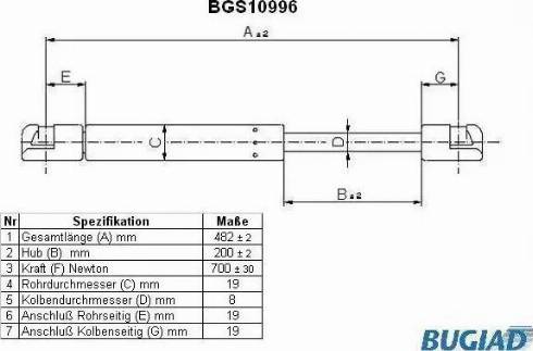 Bugiad BGS10996 - Газовая пружина, упор autosila-amz.com