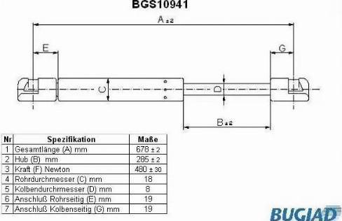 Bugiad BGS10941 - Газовая пружина, упор autosila-amz.com