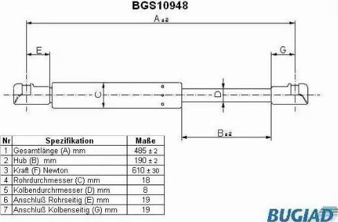 Bugiad BGS10948 - Газовая пружина, упор autosila-amz.com