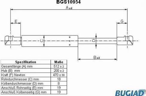 Bugiad BGS10954 - Газовая пружина, упор autosila-amz.com