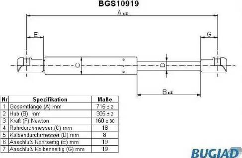 Bugiad BGS10919 - Газовая пружина, капот autosila-amz.com