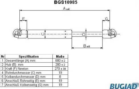 Bugiad BGS10985 - Газовая пружина, капот autosila-amz.com