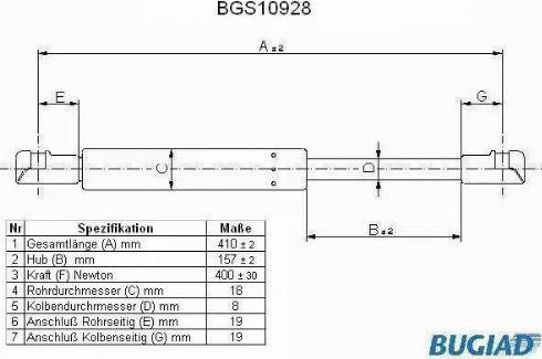 Bugiad BGS10928 - Газовая пружина, упор autosila-amz.com