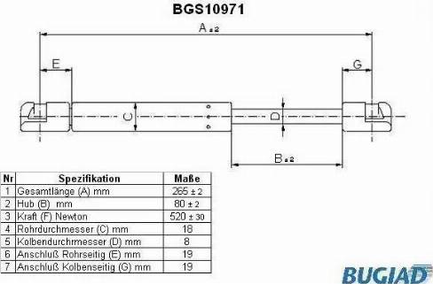 Bugiad BGS10971 - Газовая пружина, упор autosila-amz.com