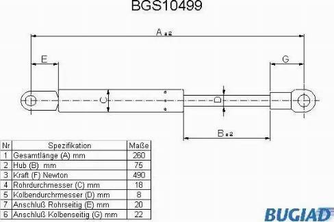 Bugiad BGS10499 - Газовая пружина, упор autosila-amz.com