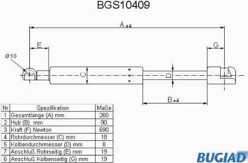 Bugiad BGS10409 - Газовая пружина, упор autosila-amz.com