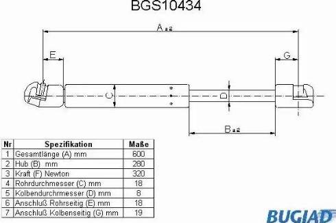 Bugiad BGS10434 - Газовая пружина, упор autosila-amz.com