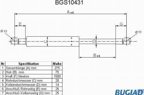 Bugiad BGS10431 - Газовая пружина, упор autosila-amz.com