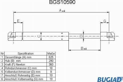 Bugiad BGS10590 - Газовая пружина, упор autosila-amz.com