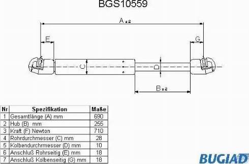 Bugiad BGS10559 - Газовая пружина, упор autosila-amz.com