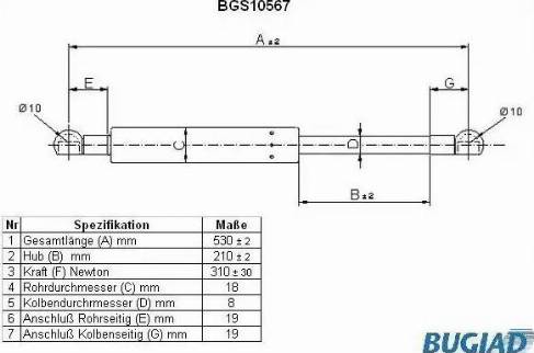 Bugiad BGS10567 - Газовая пружина, упор autosila-amz.com