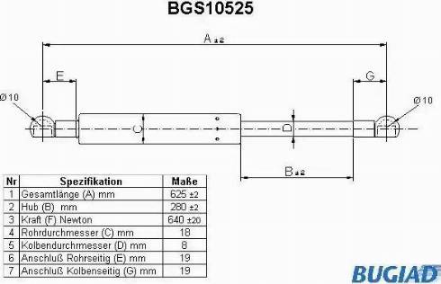 Bugiad BGS10525 - Газовая пружина, упор autosila-amz.com