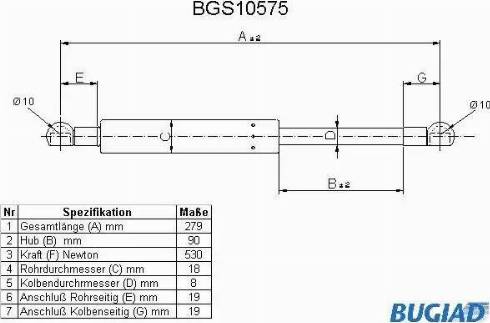 Bugiad BGS10575 - Газовая пружина, упор autosila-amz.com