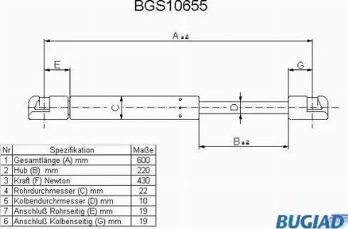 Bugiad BGS10655 - Газовая пружина, упор autosila-amz.com
