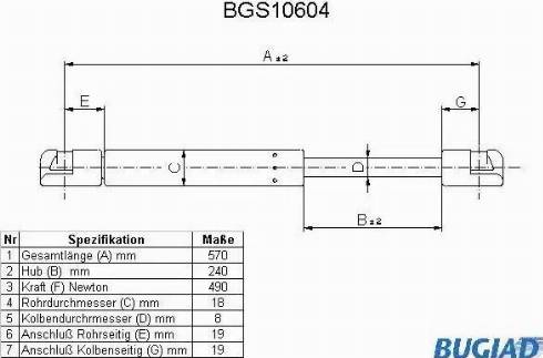 Bugiad BGS10604 - Газовая пружина, упор autosila-amz.com