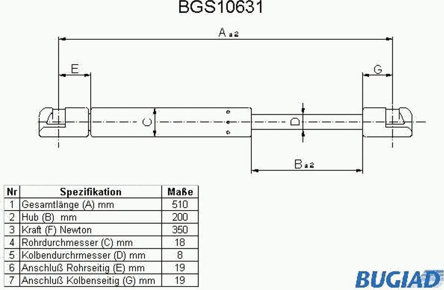 Bugiad BGS10631 - Газовая пружина, капот autosila-amz.com