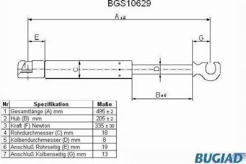 Bugiad BGS10629 - Газовая пружина, упор autosila-amz.com