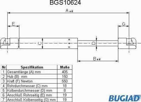 Bugiad BGS10624 - Газовая пружина, упор autosila-amz.com