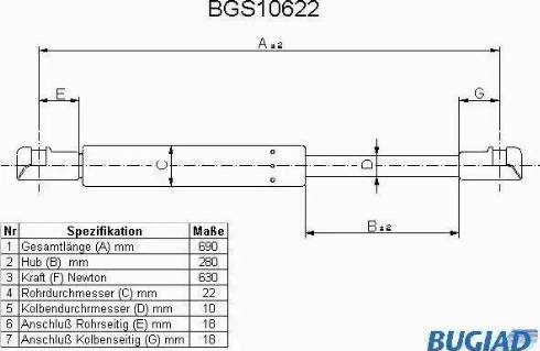 Bugiad BGS10622 - Газовая пружина, упор autosila-amz.com