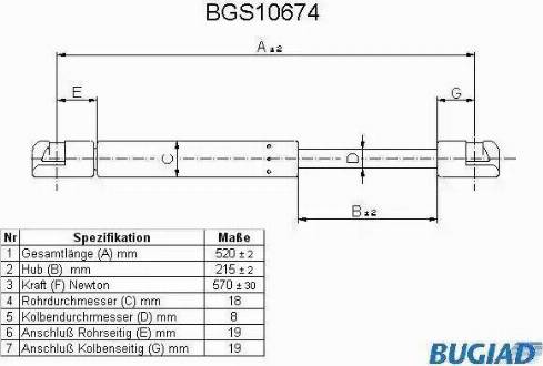 Bugiad BGS10674 - Газовая пружина, упор autosila-amz.com