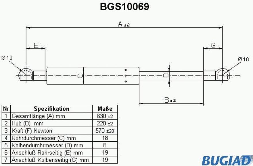 Bugiad BGS10069 - Газовая пружина, упор autosila-amz.com
