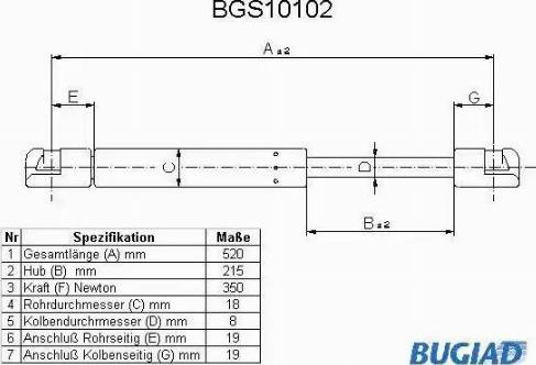 Bugiad BGS10102 - Газовая пружина, упор autosila-amz.com