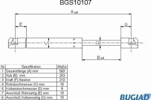 Bugiad BGS10107 - Газовая пружина, упор autosila-amz.com