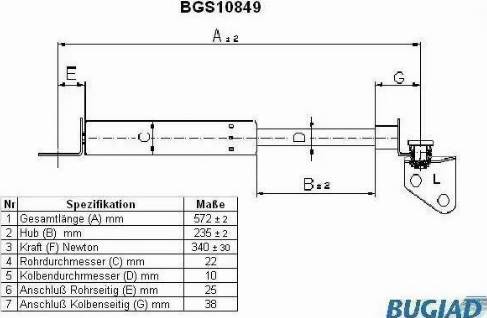 Bugiad BGS10849 - Газовая пружина, упор autosila-amz.com