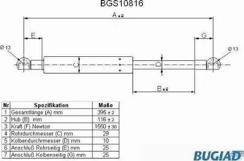 Bugiad BGS10816 - Газовая пружина, упор autosila-amz.com