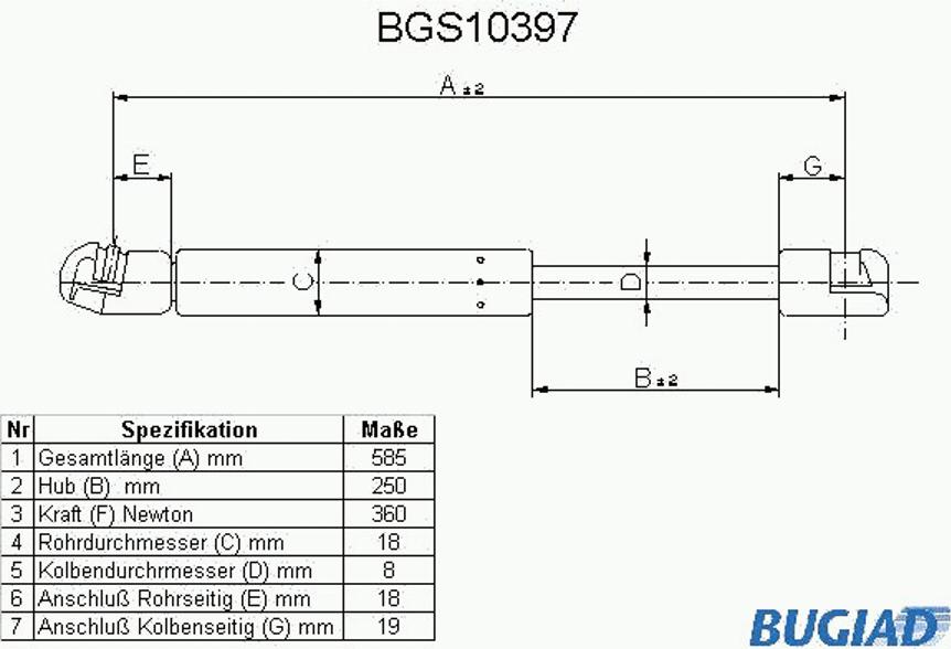 Bugiad BGS10397 - Газовая пружина, упор autosila-amz.com