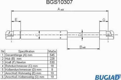 Bugiad BGS10307 - Газовая пружина, упор autosila-amz.com
