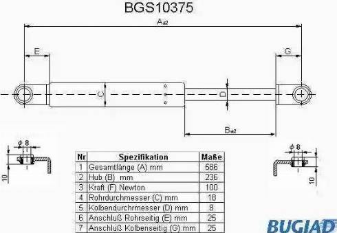 Bugiad BGS10375 - Газовая пружина, упор autosila-amz.com