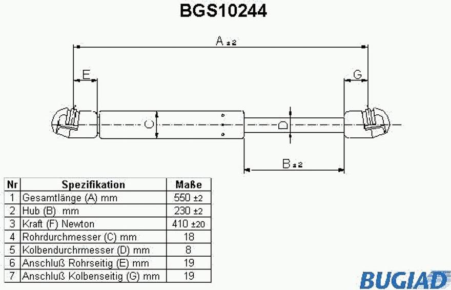 Bugiad BGS10244 - Газовая пружина, упор autosila-amz.com