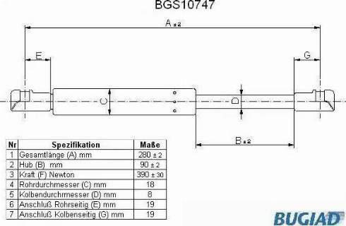 Bugiad BGS10747 - Газовая пружина, упор autosila-amz.com