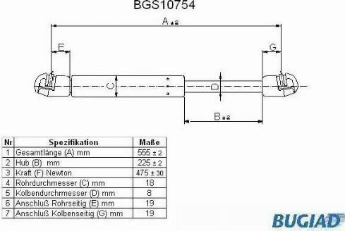 Bugiad BGS10754 - Газовая пружина, упор autosila-amz.com