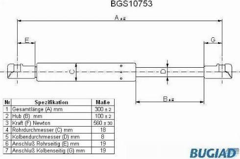 Bugiad BGS10753 - Газовая пружина, упор autosila-amz.com
