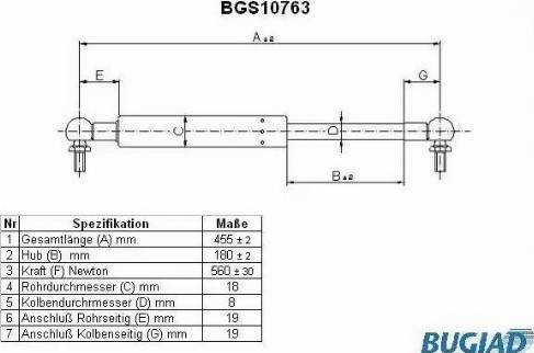 Bugiad BGS10763 - Газовая пружина, упор autosila-amz.com