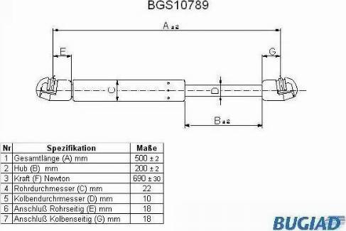 Bugiad BGS10789 - Газовая пружина, упор autosila-amz.com