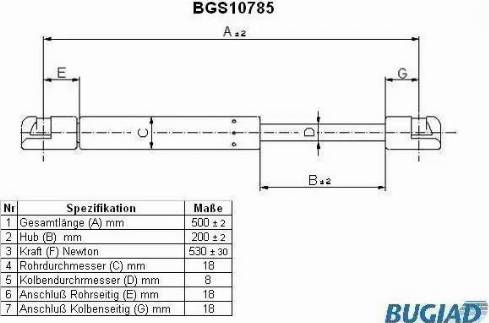 Bugiad BGS10785 - Газовая пружина, упор autosila-amz.com