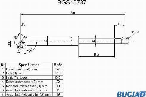 Bugiad BGS10737 - Газовая пружина, упор autosila-amz.com