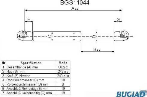 Bugiad BGS11044 - Газовая пружина, упор autosila-amz.com