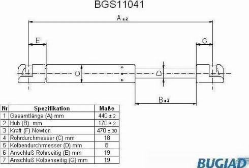 Bugiad BGS11041 - Газовая пружина, упор autosila-amz.com