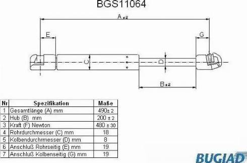 Bugiad BGS11064 - Газовая пружина, упор autosila-amz.com