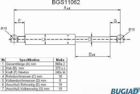 Bugiad BGS11062 - Газовая пружина, упор autosila-amz.com