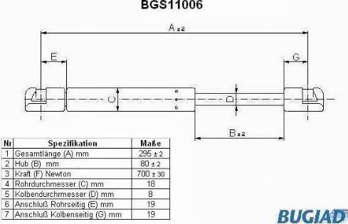 Bugiad BGS11006 - Газовая пружина, упор autosila-amz.com