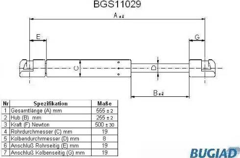 Bugiad BGS11029 - Газовая пружина, упор autosila-amz.com