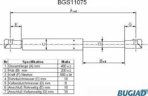 Bugiad BGS11075 - Газовая пружина, упор autosila-amz.com