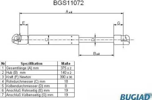 Bugiad BGS11072 - Газовая пружина, упор autosila-amz.com