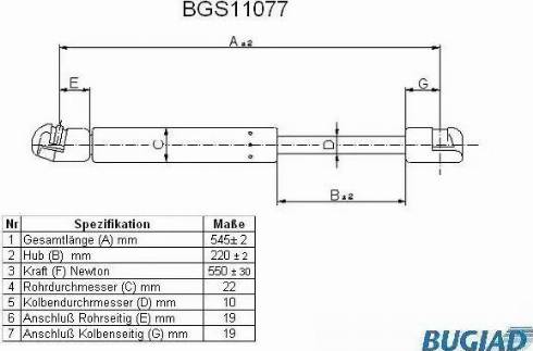 Bugiad BGS11077 - Газовая пружина, упор autosila-amz.com